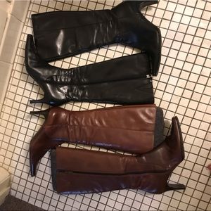 Anne Klein Leather brown and black ladies boots like new.